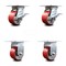 Service Caster 4 Inch Red Poly on Cast Iron Caster Set with Roller Bearing 2 Brakes 2 Rigid SCC-35S420-PUR-RS-SLB-2-R-2 - alternate 1